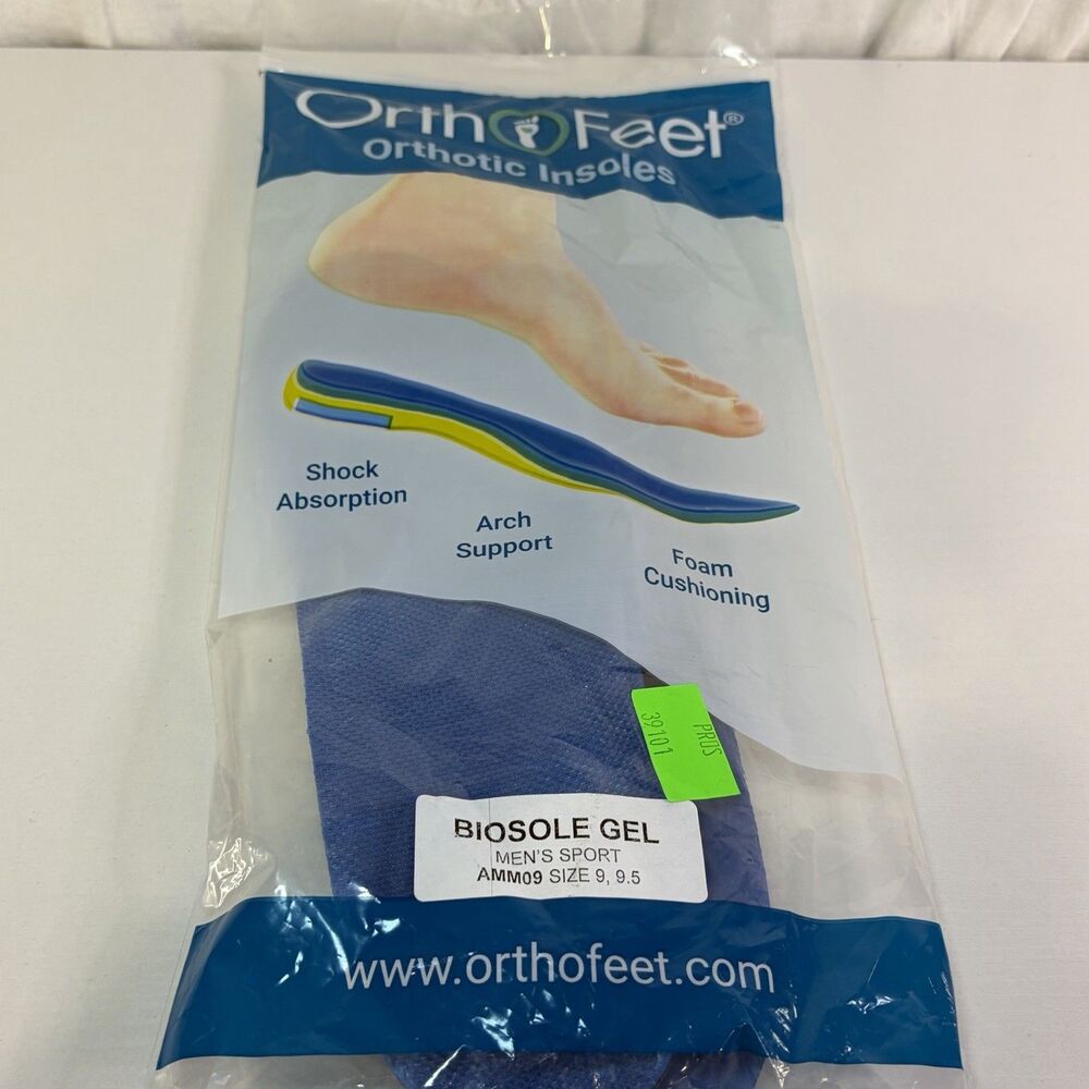 Orthofeet Orthotic shoe inserts Insoles mens size 9/9.5 Bio sole Gel New